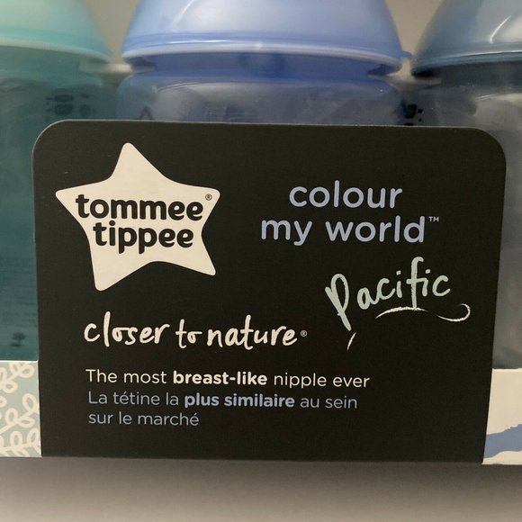 Tommee Tippee Colour My World 9oz Baby Bottle 0m+ Slow Flow 3 Pack - Picture 3 of 5